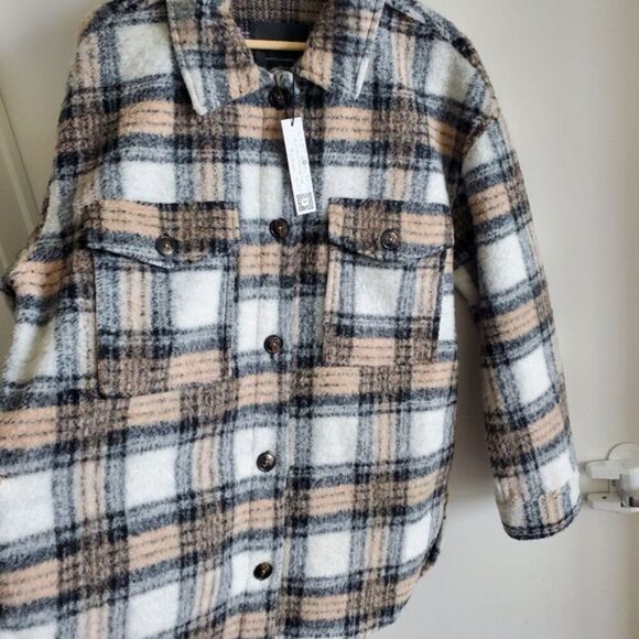 Santuary Town Plaid Wool-Blend Shacket Size M - Picture 3 of 12